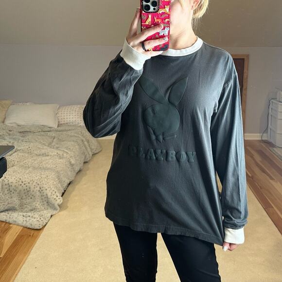 Playboy: Black and White Contrast Logo Long Sleeve - Picture 1 of 6